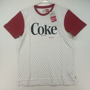 Brixton x Coca Cola Good Day Tailored Fit T Shirt Striped Short Sleeve Sz Small